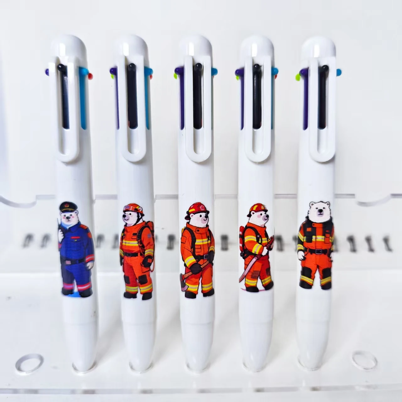 

6 шт./11 шт., супер крутой пожарный, многоцветная шариковая ручка с тематикой белого медведя, креативная мультяшная студенческая офисная маркировочная ручка