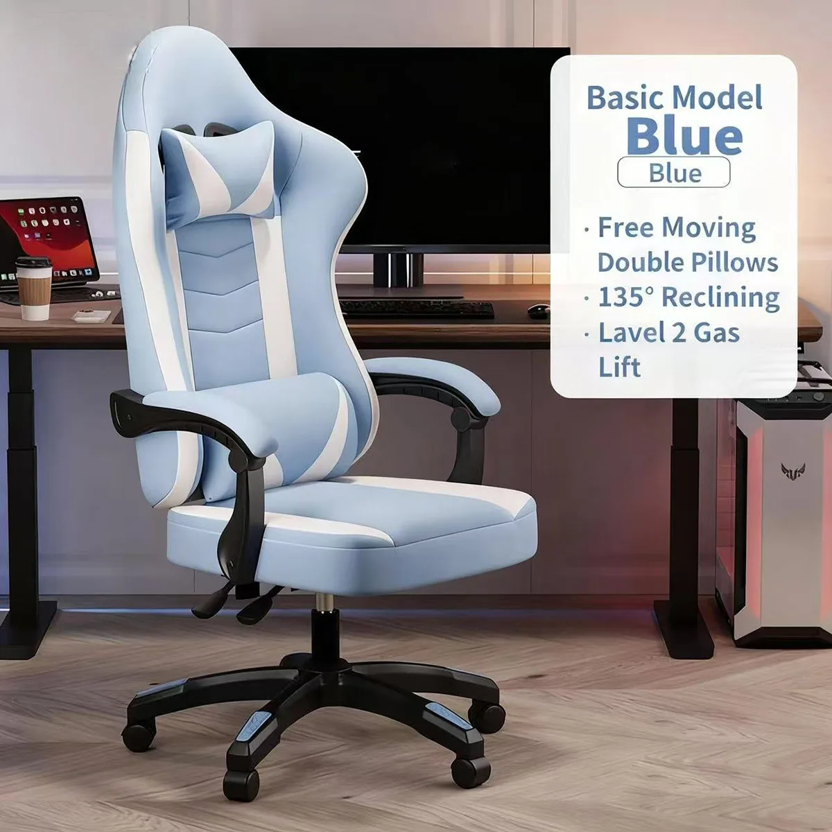 

Gaming Chair with Footrest Ergonomic Computer Desk and Chair Set, 90°-135° Adjustable Reclining Gaming Chair