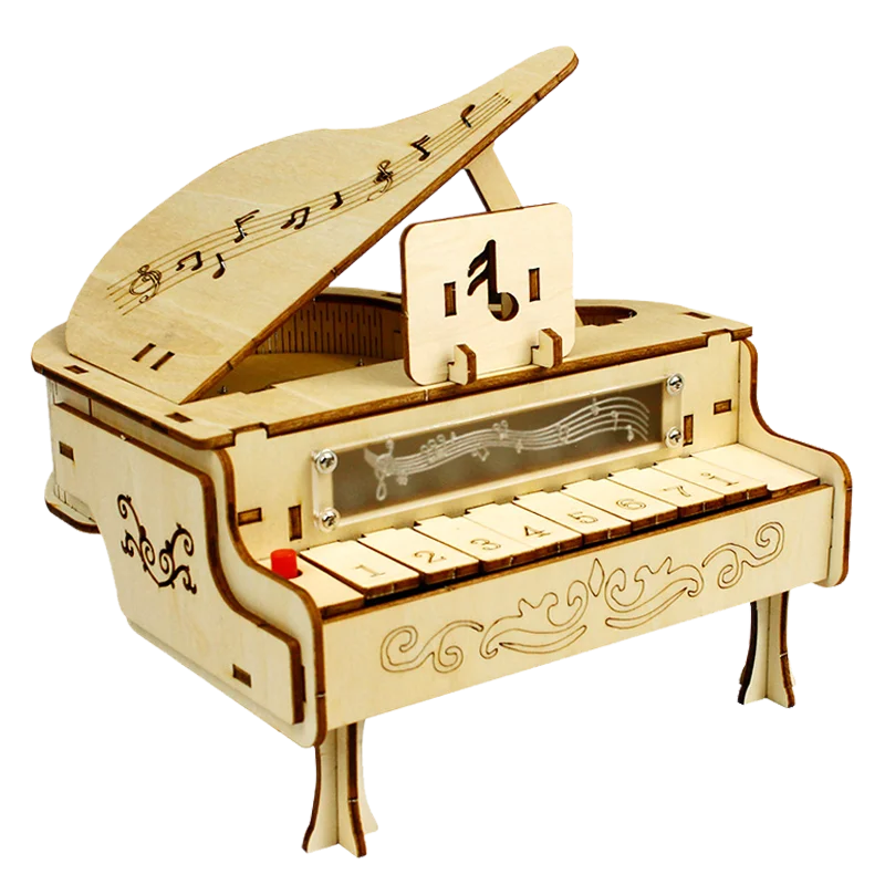 Rhythmic Piano Octave Box  Wooden Puzzle Model 3D Three-Dimensional Puzzle Handmade Diy Educational Toys