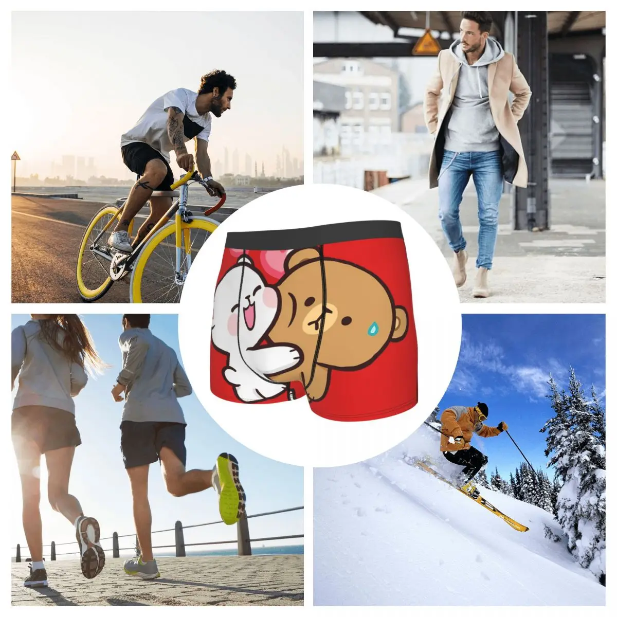 Milk And Mocha Underpants Breathbale Panties Male Underwear Print Shorts Boxer Briefs