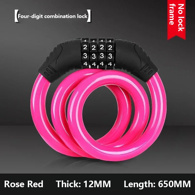 自転車ロック,スチールケーブルチェーン,4桁のコードの組み合わせ,マウンテンバイクとロードバイクのセキュリティ