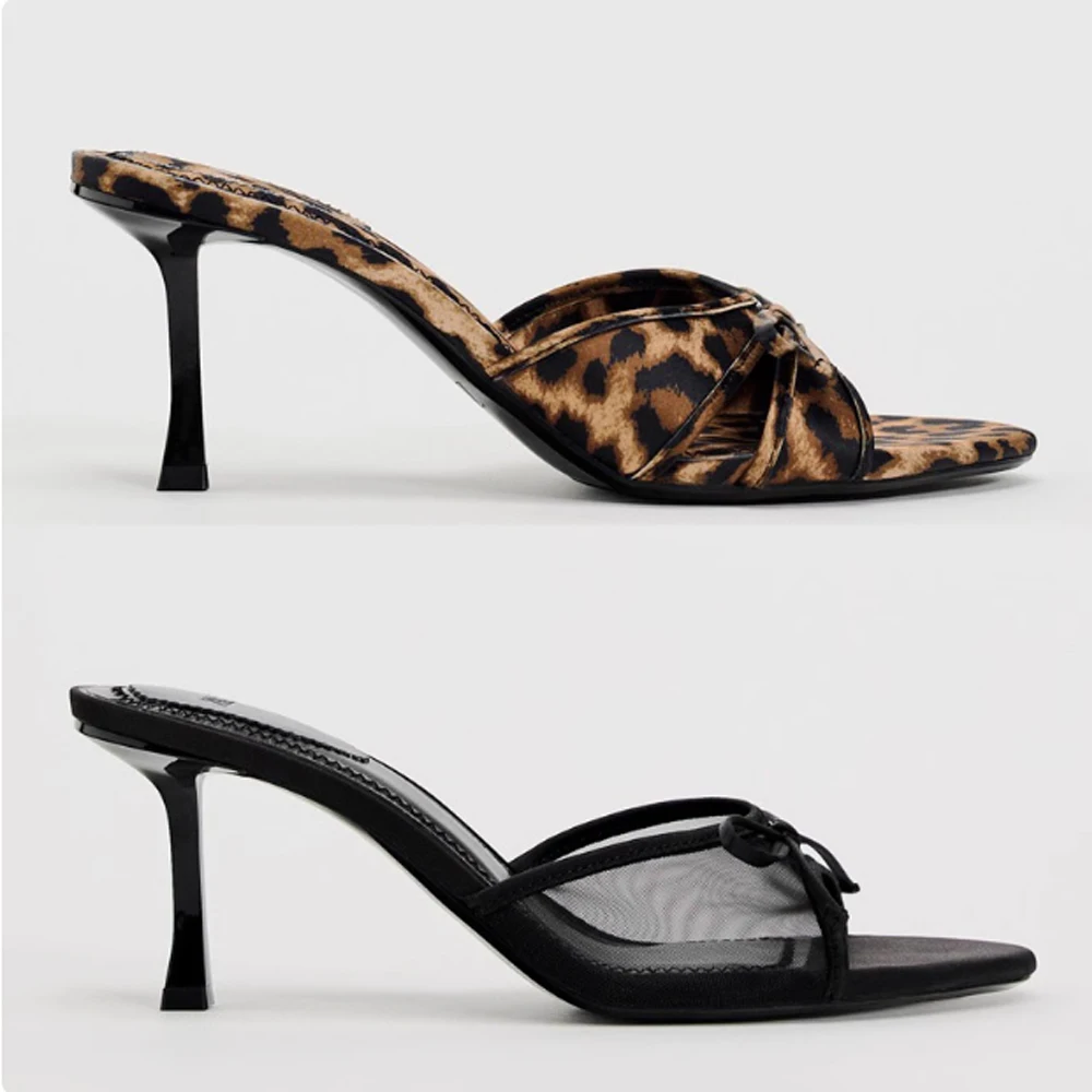 

2025 Women Summer New Luxury Brand High Heel Sandals Versatile Simple Slim Heel Sandals Slippers