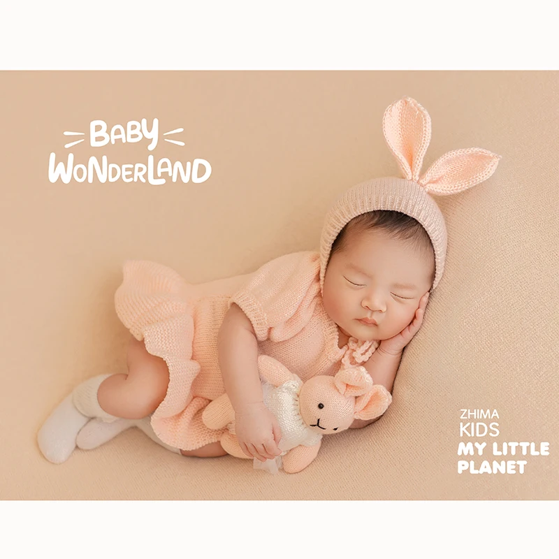 Rabbit baby full moon photography props clothing baby girls  newborn photography clothing hats children's photography