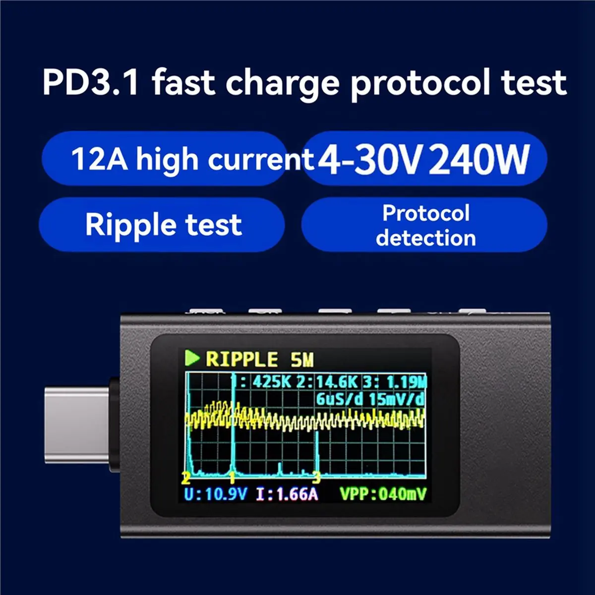 *ONE DAY 3X KWS-X1 Power Meter Type-C Tester Multifunction Digital Display DC Voltage Ammeter Power Meter for Electrician Tool