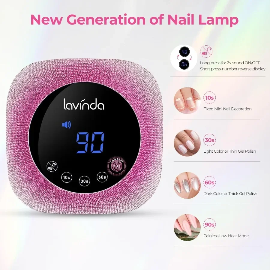 UV Nail Lamp 54W UV Light for Gel Nails with Rhinestones Plugin UV LED Nail Lamp Nail Light Fast Curing Lamp Nail Dryer for Gel
