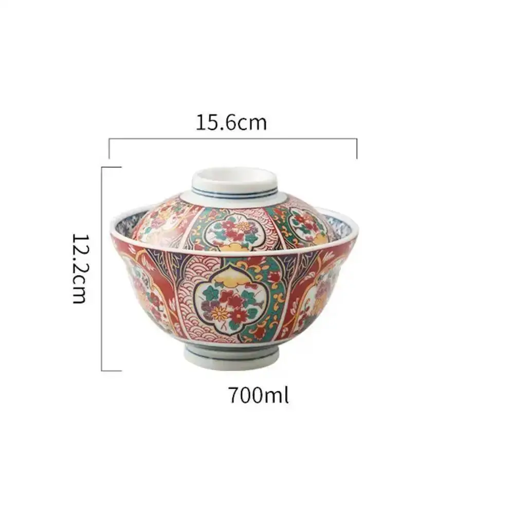 6-inch Japanese Ceramic Rice Ramen Bowl Instant Noodle Soup Bowl With Lid  Kitchen Tableware Supplies