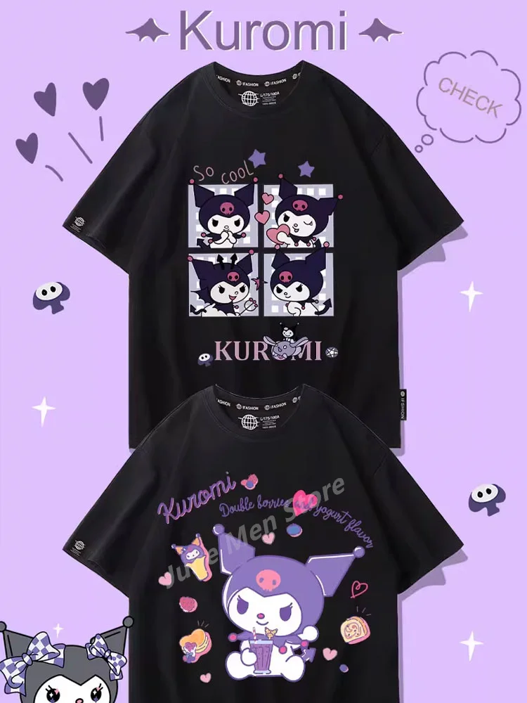 (Uniqlo) Japanese AnimeKUROMI Sanrio Kuromi  Cotton T-shirt Top Men Cotton T-shirt Top Summer Women Cotton T-Shirt Men Clothing