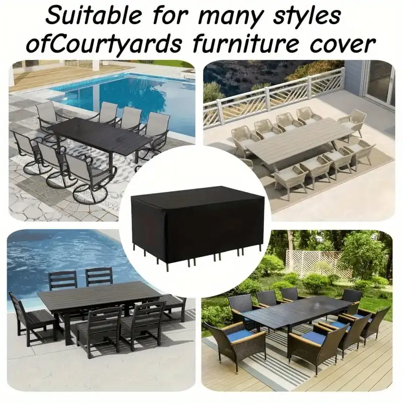 Funda Protectora para Muebles de Jardín, Impermeable, Resistente a los Rayos UV, para Mesa y Sillas de Jardín, a Prueba de Viento, para Todo Tipo de Clima