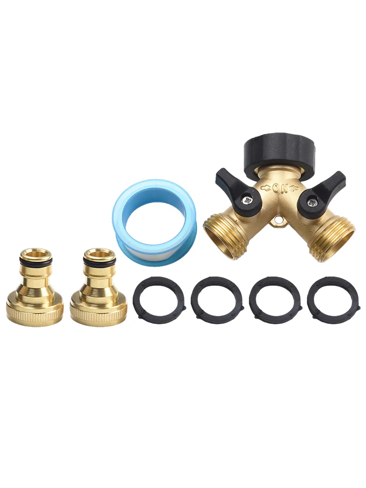 High Efficiency Garden Double Hose Pipe Connector Easy Installation High Efficiency Individual Valves Y Shaped Design