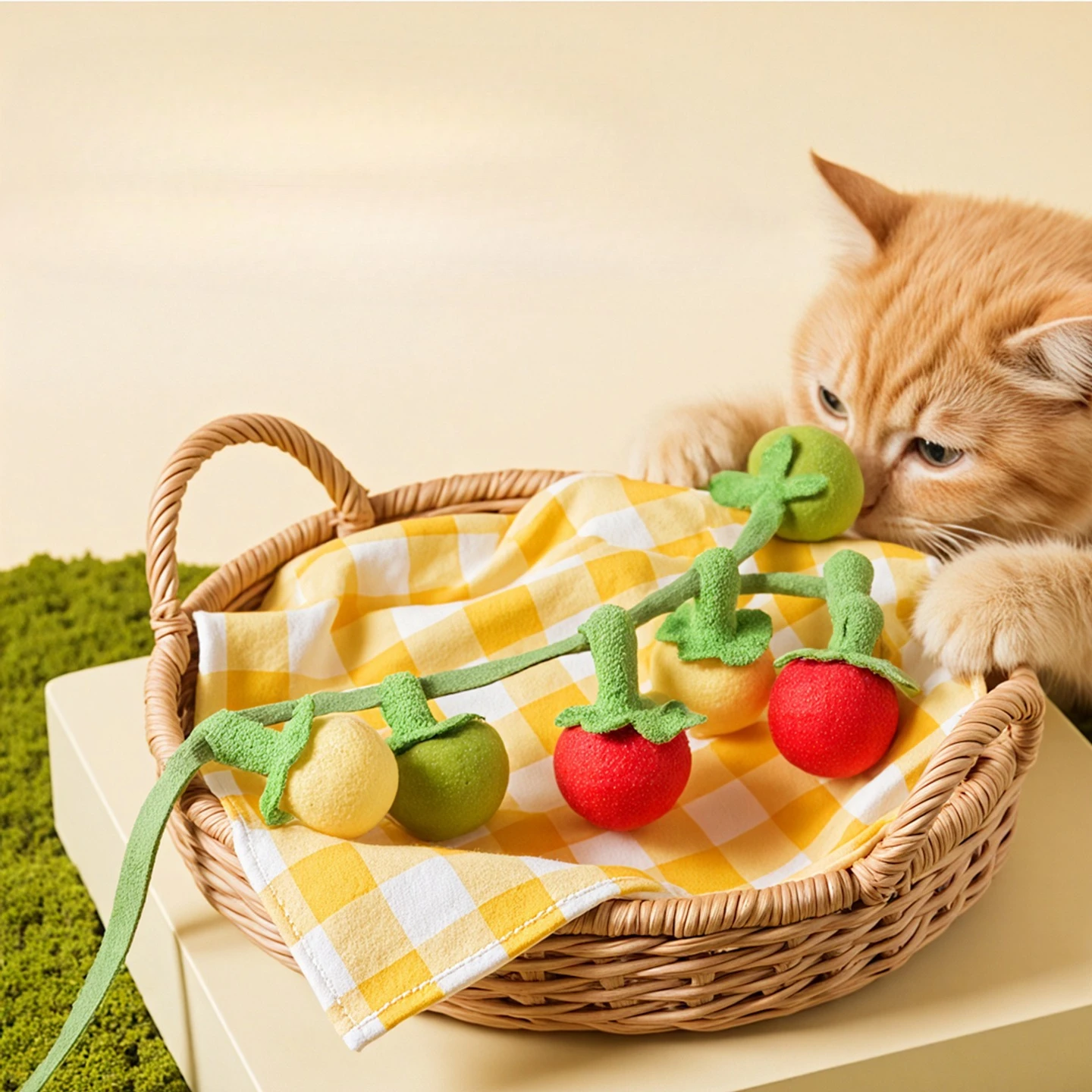 Little Tomato Persimmon Skewer Cat Toys Interactive Teasing Stick Self Entertaining Stress Relieving Bite Resistant with Bells