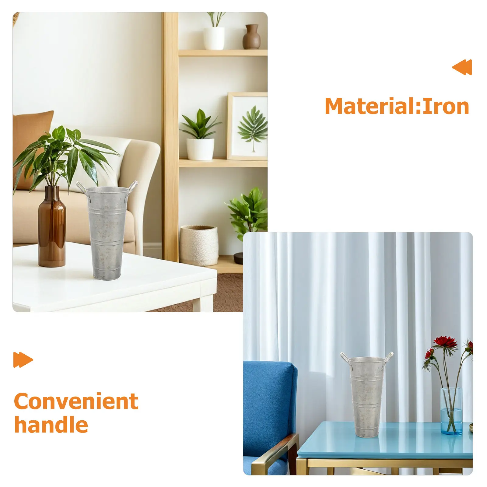 6Pcs Small Galvanized Flower Buckets Rustic Metal Vases Farmhouse Iron Wedding Decoration Buckets Vintage Style