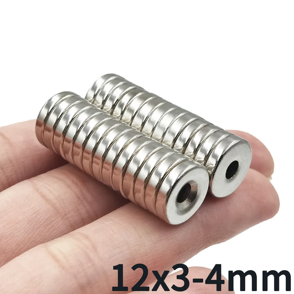 10 20 40Pcs 12x3mm Round Magnet with 4mm Hole Super Strong Permanent Magnetic Discs for Fridge DIY Building Projects and Crafts