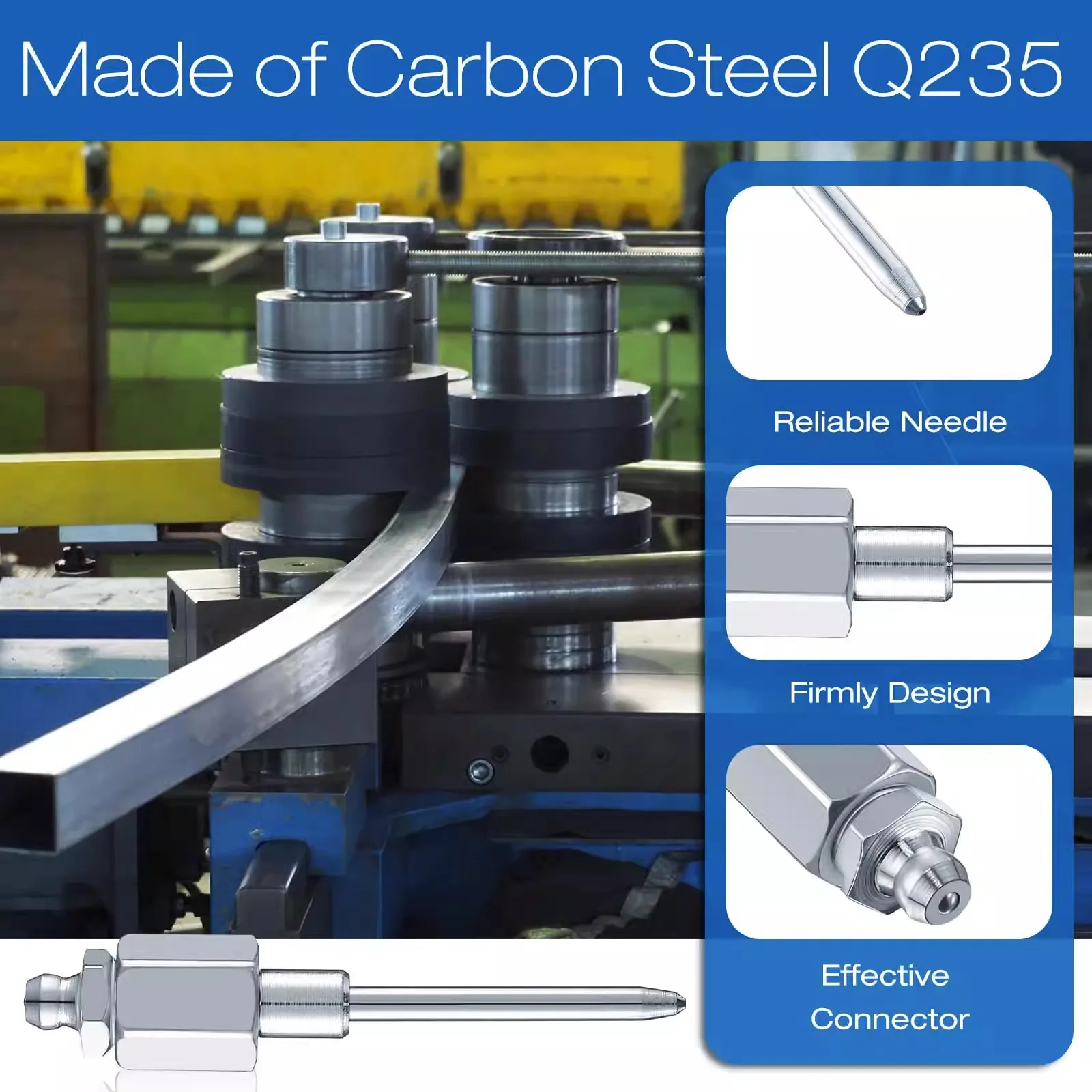 Grease Narrow Needle Nozzle Adapter with Hardened Steel Tips, Needle Nose Grease Dispenser with 1/8 Inch NPT Threads