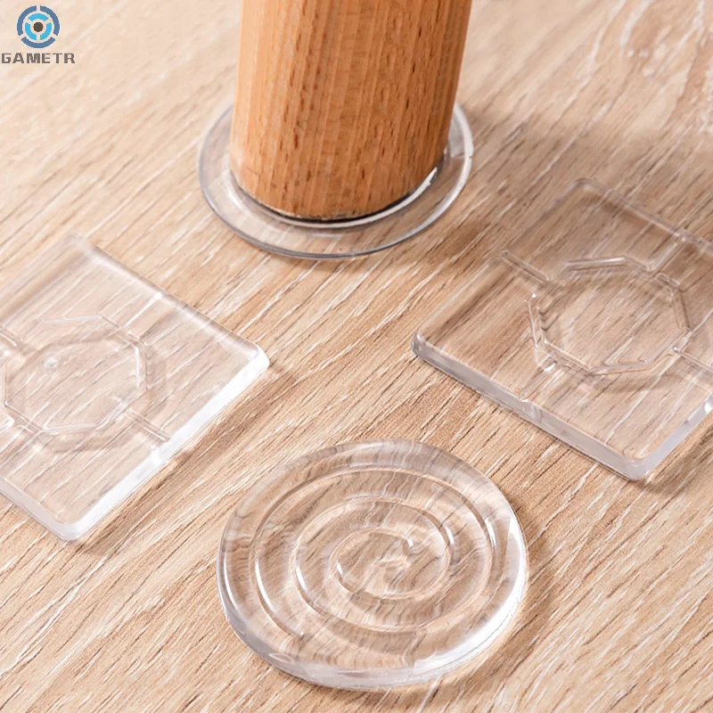4PCS/set Transparent Silicone Furniture Foot Mat Table Sofa Foot PU Adhesive Patch Anti-collision Bed Leg Mute Non-slip Mat