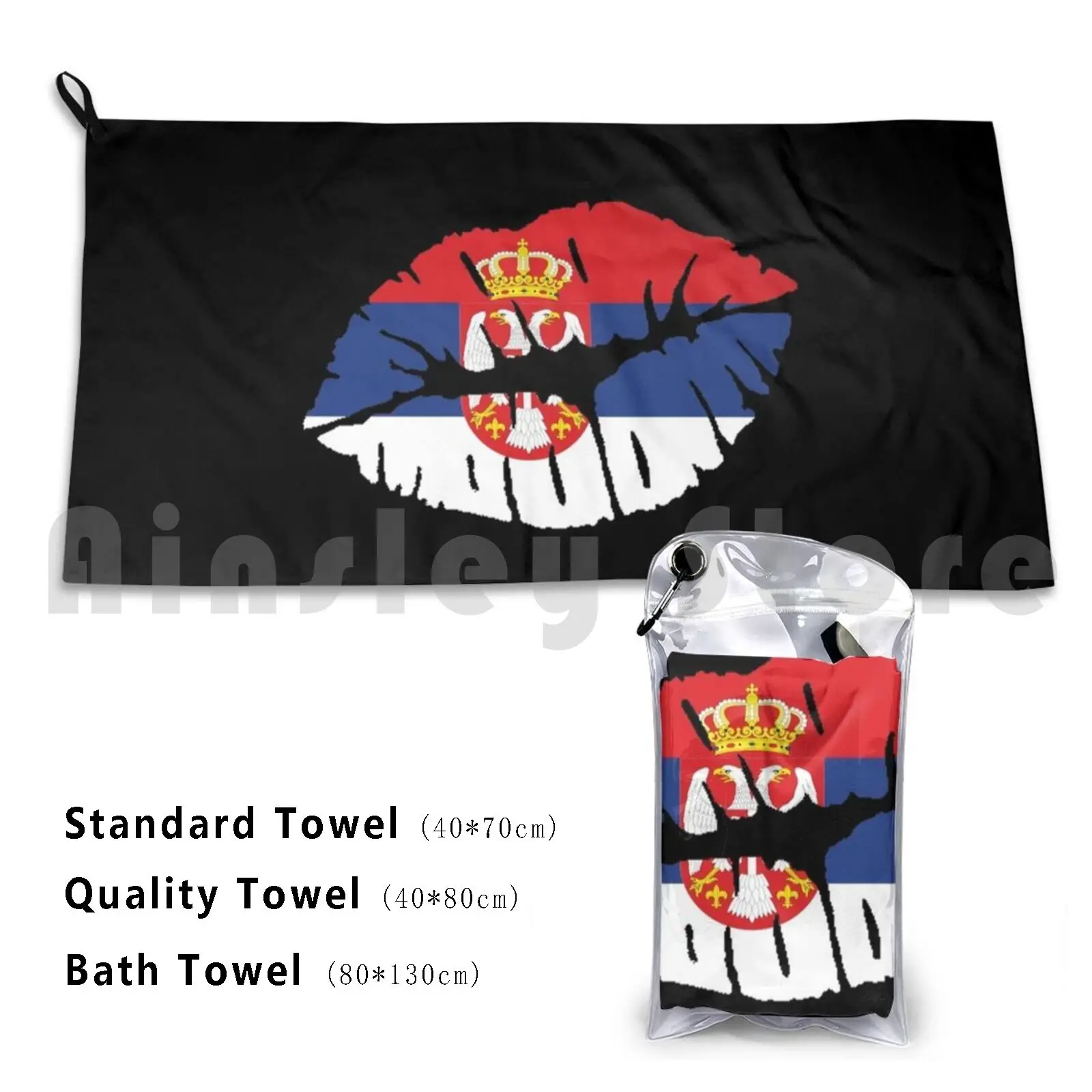 Serbia Flag Kissing Mouth Bath Towel Beach Cushion Serbia Flag Kissing Mouth Kiss It Is In My Dna Dna