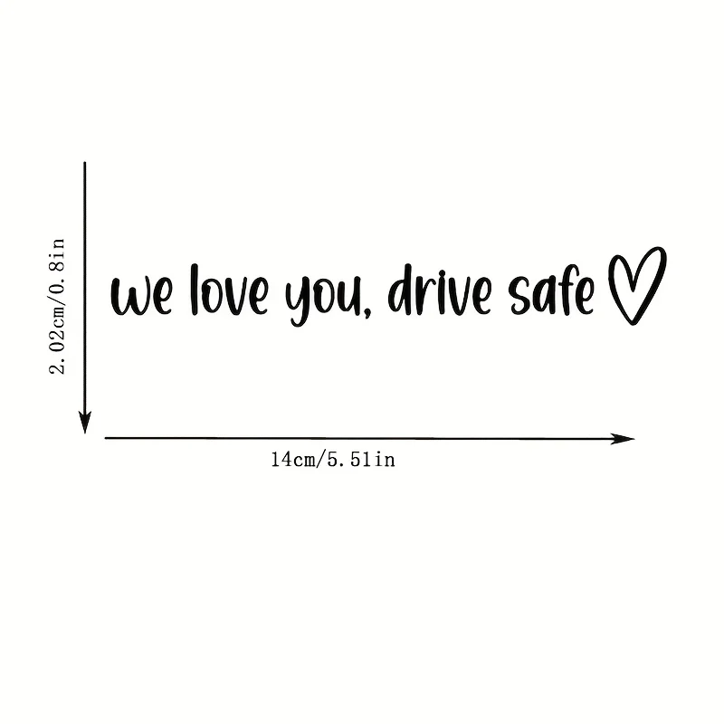 Love You Drive Safe Sticker Set 2PCS Heart Arrow Vinyl Decal Removable Car Rearview Mirror Decor Driver Gift
