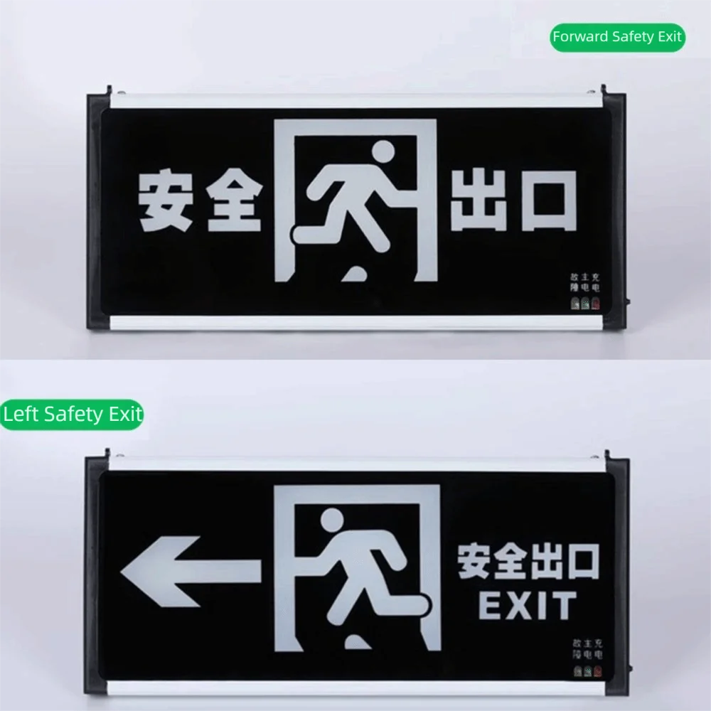 LED Light Emergency Exit Light Green Self-illuminated Evacuation Sign Light with Hard-wired Dual-purpose Safety Exit Sign