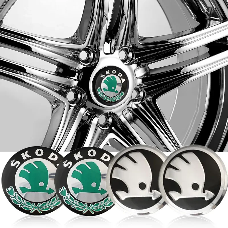 4PCS 56mm 65mm Car Wheel Center Hub Emblem badge Sticker for Skoda Octavia A5 A7 RS Fabia Superb CAR Accessories