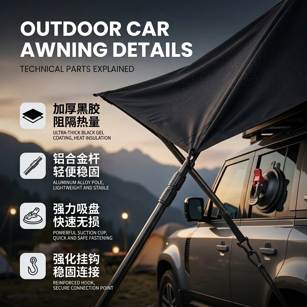 Outdoor Oxford Weather-Proof  Free Standing Retractable Awning