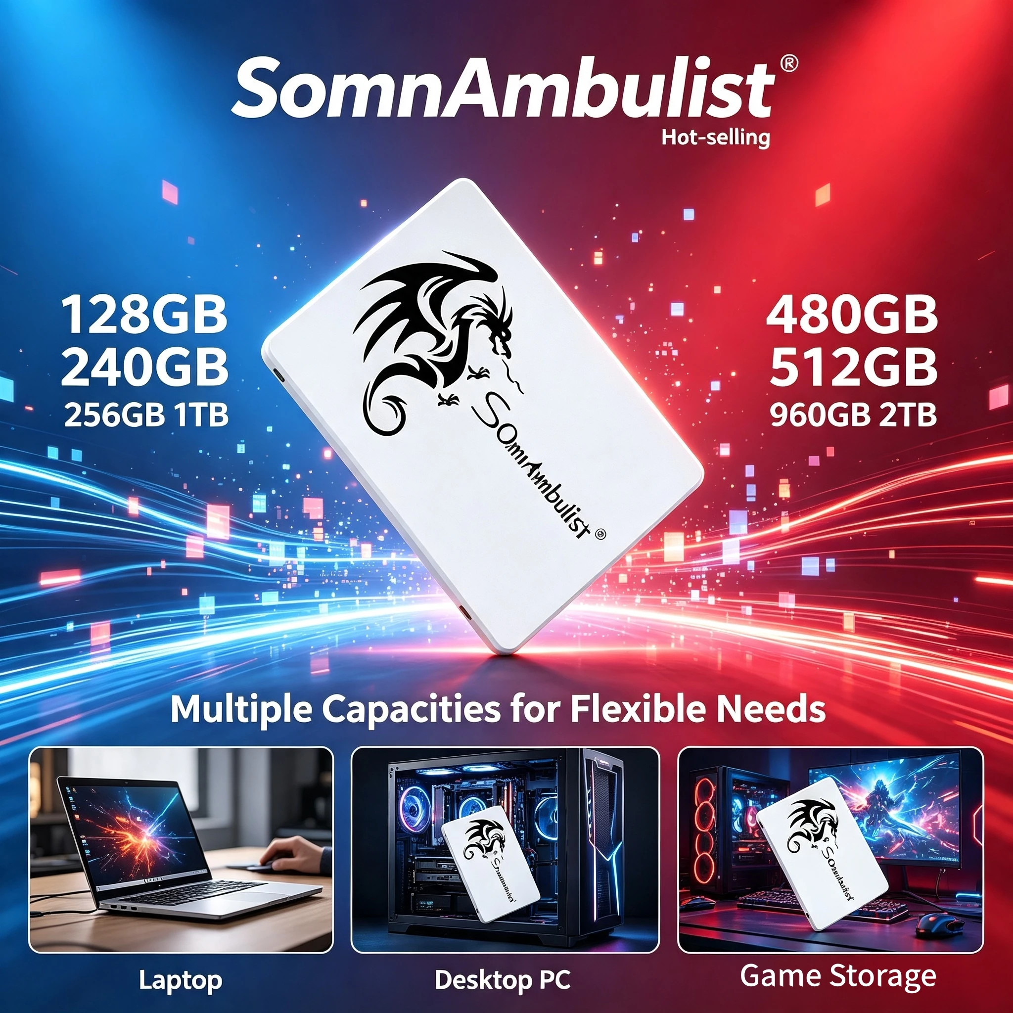 NEW SomnAmbulist 25 Inch SATA3 SSD Internal 120GB 128GB 240GB 256GB 480GB 512GB Solid State Drive for Laptop Desktop Computer