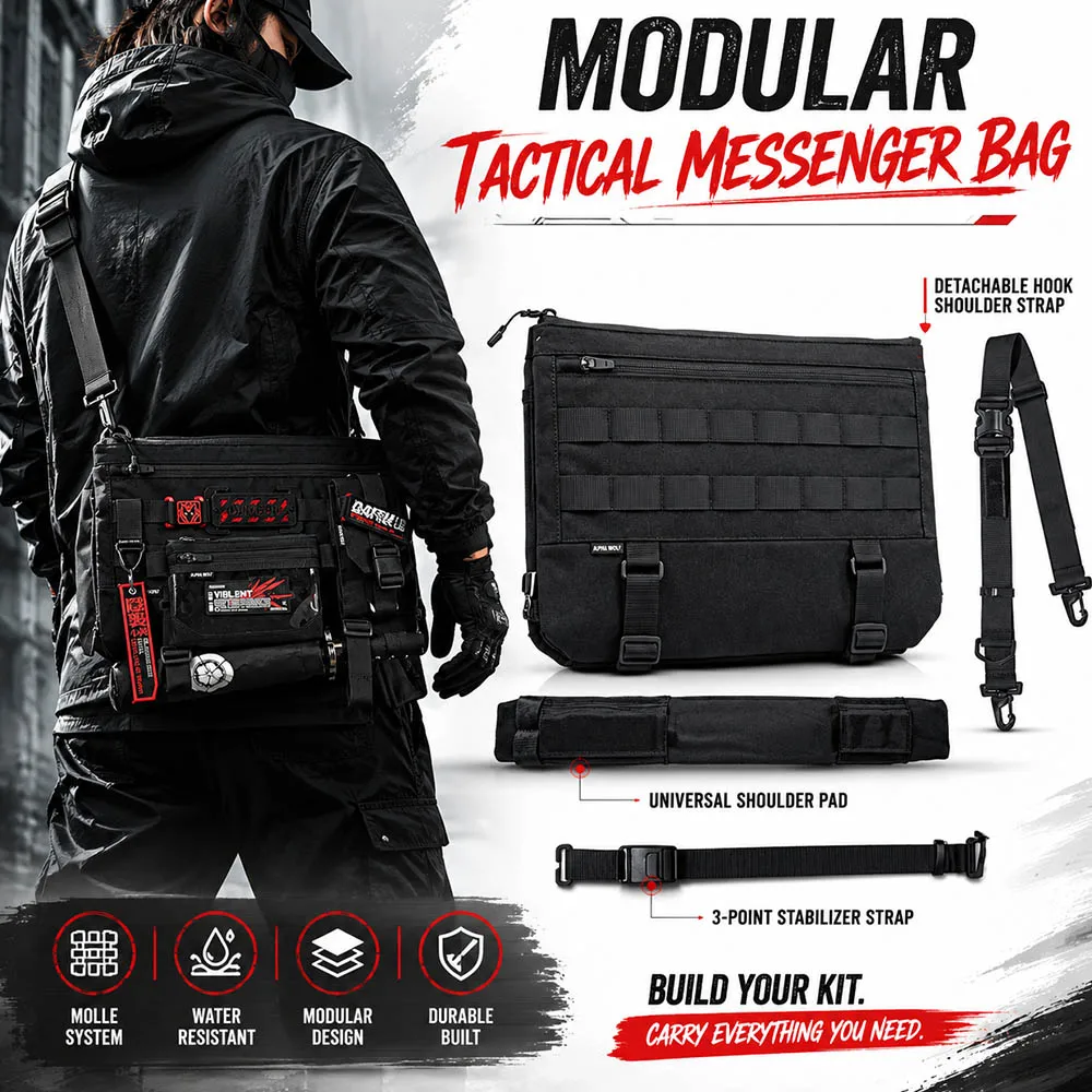 

Tactical Crossbody Bag for Men - Ita Bag Techwear Crossbody Shoulder Bag Large Capacity Waterproof Chest Pack for iPad Tablet