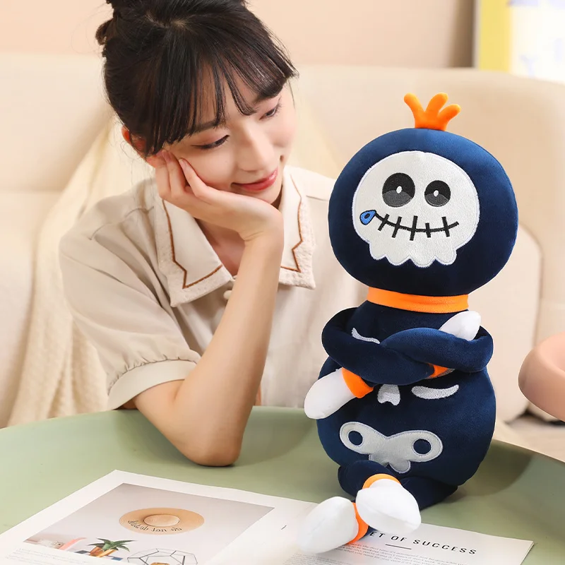 Almohada de muñeco de peluche de calabaza de dibujos animados de Halloween suave con expresión fantasma araña calabaza juguete de peluche decoración del hogar regalo para niño y niña