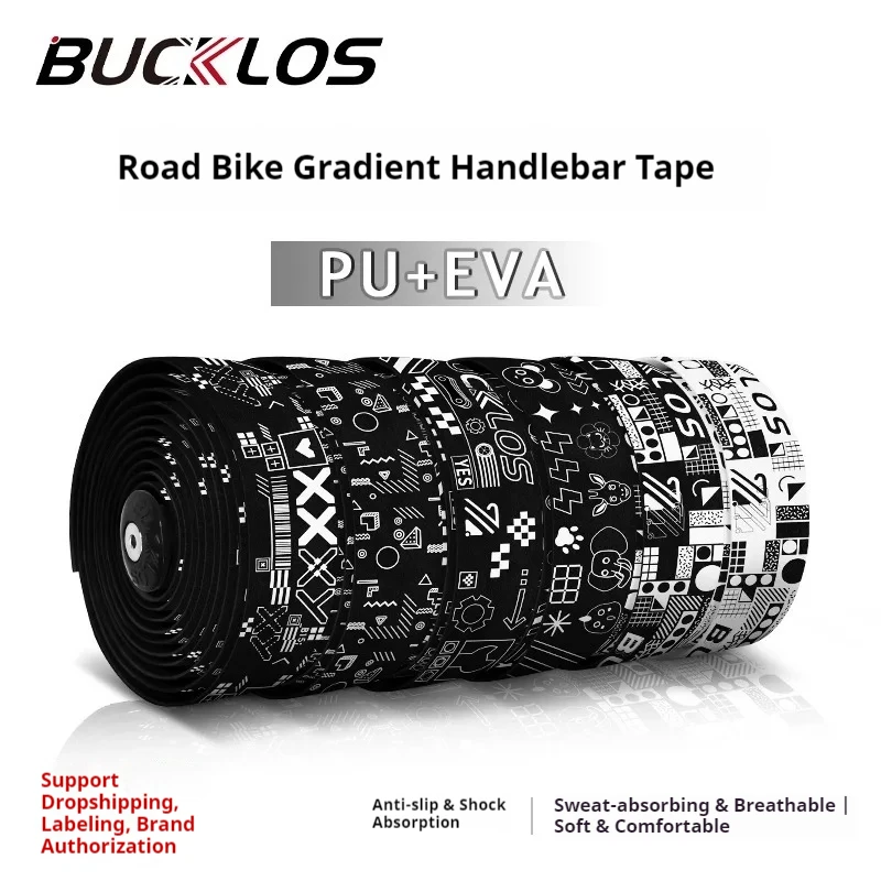 

Лента для руля велосипеда Bucklos Road Bike, из ПУ и ЭВА, утолщенная, водонепроницаемая, нескользящая, амортизирующая, профессионального уровня, комфортная для езды на велосипеде