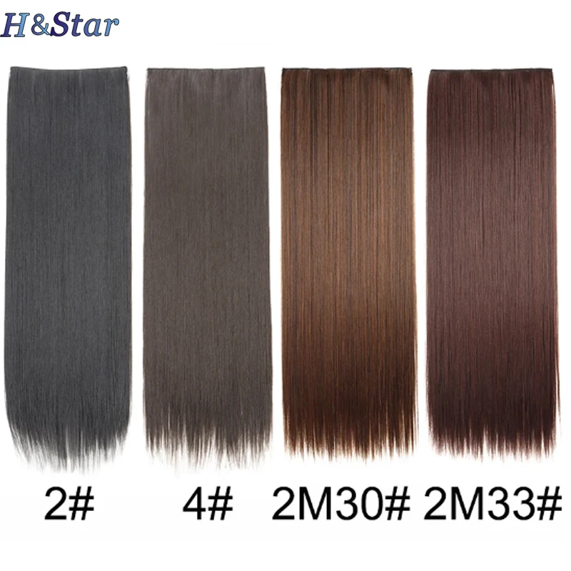 32Inch Long Synthetic Straight Invisible Clip in One Piece Hair Extension  Black Brown Hairpiece for Women