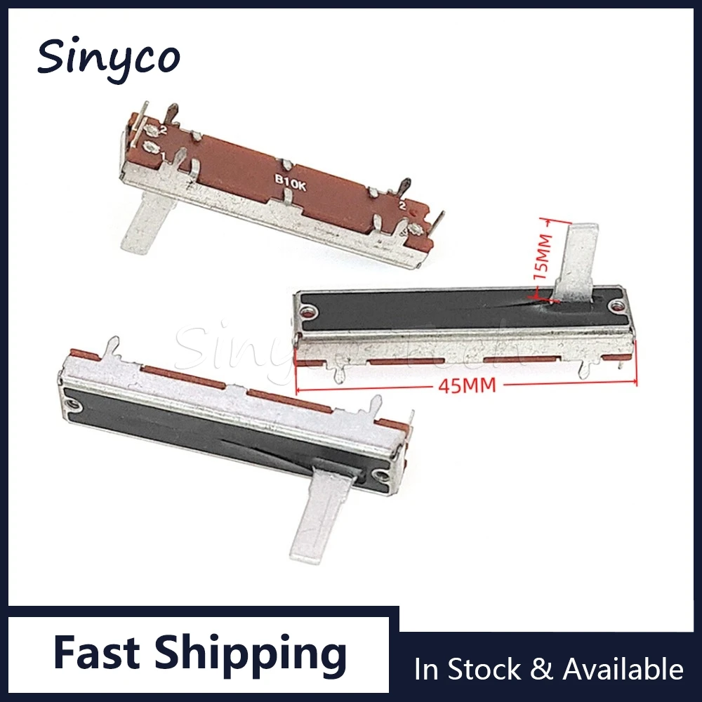 2PCS SC3021N 45MM Straight Slide Potentiometer B10K 4.5CM Mono 3Pins Mixer Fader B103 Stroke 30mm Handle Length 15mm