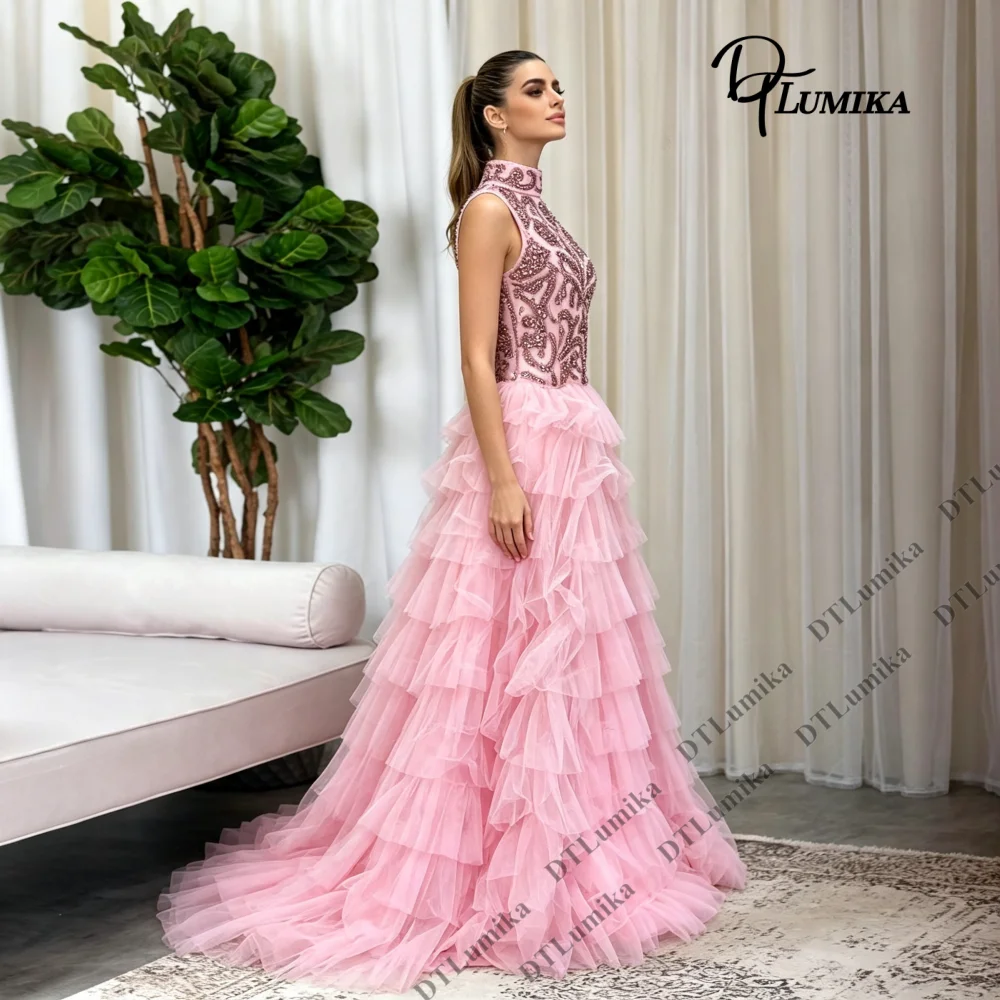 High Neck Quinceanera Dress Custom Beaded Bodice Tiered Ruffle A‑Line Formal Evening Gown for Sweet 15 Prom Gala Birthday Party 4