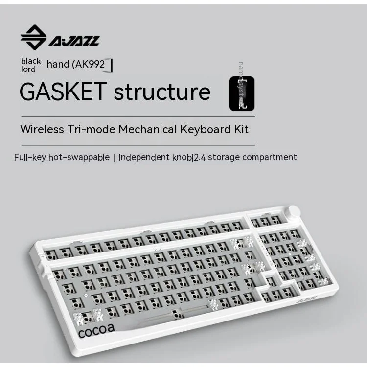 AJAZZ AK992 GASKET Wireless Mechanical Keyboard Kit 96% RGB Light Hot Swap Custom Keyboard Kit with Knob