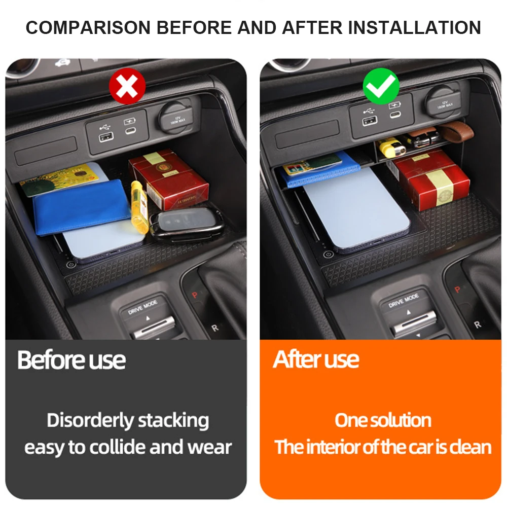 For Honda CR-V Center Console Organizer Tray 2023 2024 CRV Car Accessories ABS Material Secondary Storage Box Divider Insert