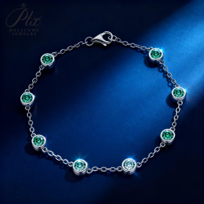 

Муассанит браслет круглой огранки VVS1 сверкающие ювелирные изделия женский подарок блестящий модный браслет модные аксессуары праздничные украшения