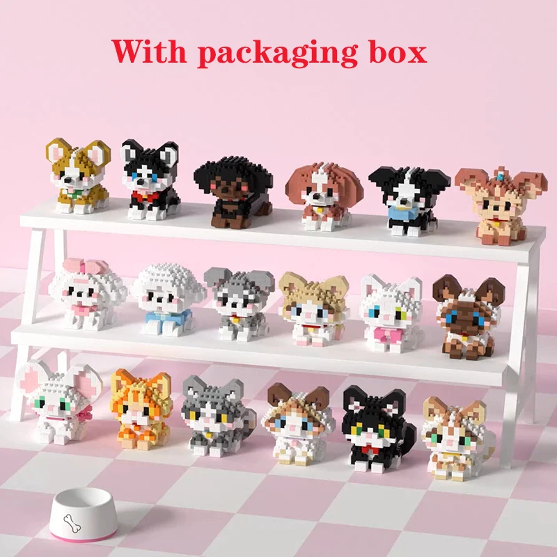 

Animal Small Particle Dog Cat Mini Building Blocks DIY Assembly Brick Sets Educational Toys for Kid 6 To 12 Year Birthday Gift
