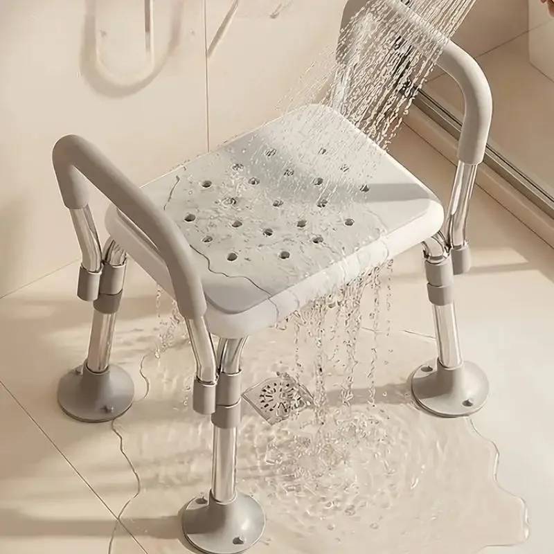 Unique Waterproof Bathroom Chair Beige Designer Stainless White Shower Chairs Elderly Arm Rest Duschhocker Bathroom Furniture