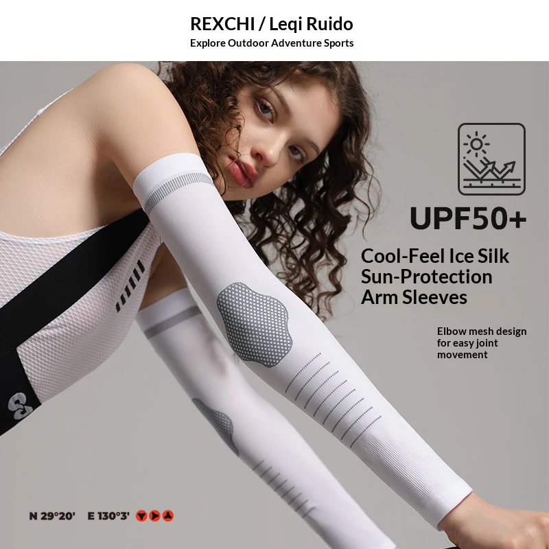 Ice Silk Sleeves Sun Protection Anti-UV Quick Dry Cycling Sleeves Summer Breathable Cooling Sweat-absorb Elastic Hiking Sleeves