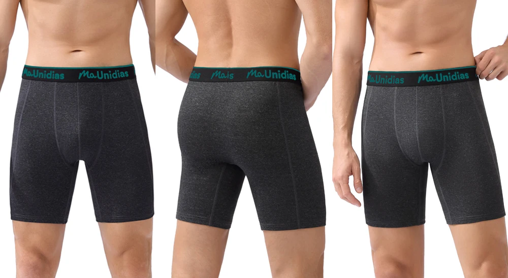 Neue Herren-Unterhosen, lange Markenunterwäsche für Männer, Boxershorts, sexy lange Herren-Slips mit elastischem Bund und Schriftzug. – Detail 10