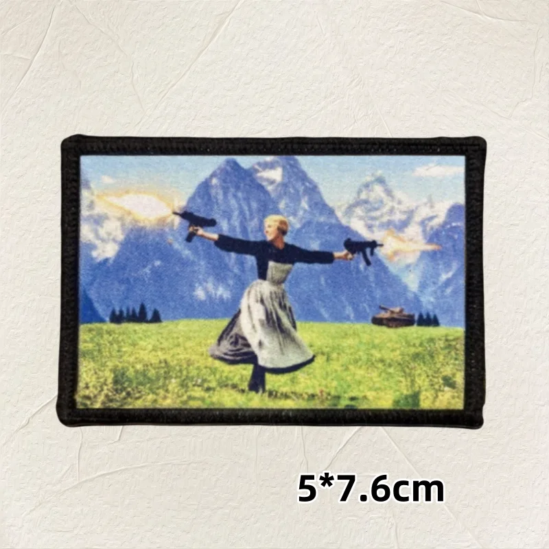 Sound of Music Guns Morale Tactical Patch Printed Hook & Loop Military Guns With Women Badge Backpack Stickers