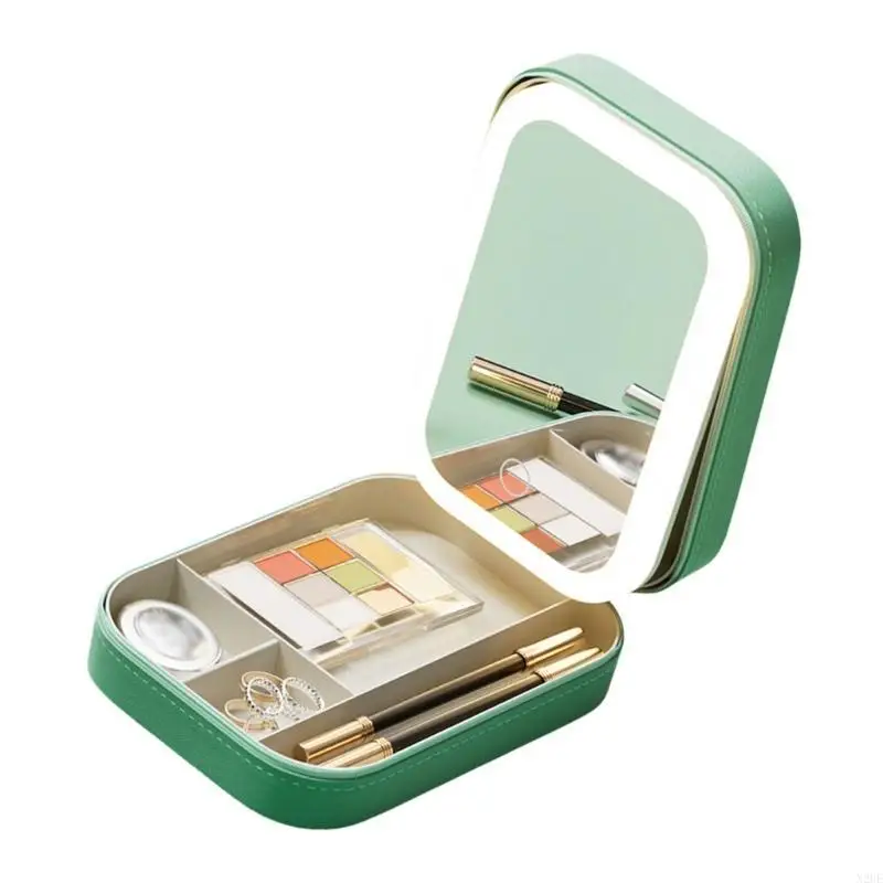 

N2UE Универсальный футляр для украшений со светодиодным зеркалом для макияжа, незаменимый для стильных путешественников