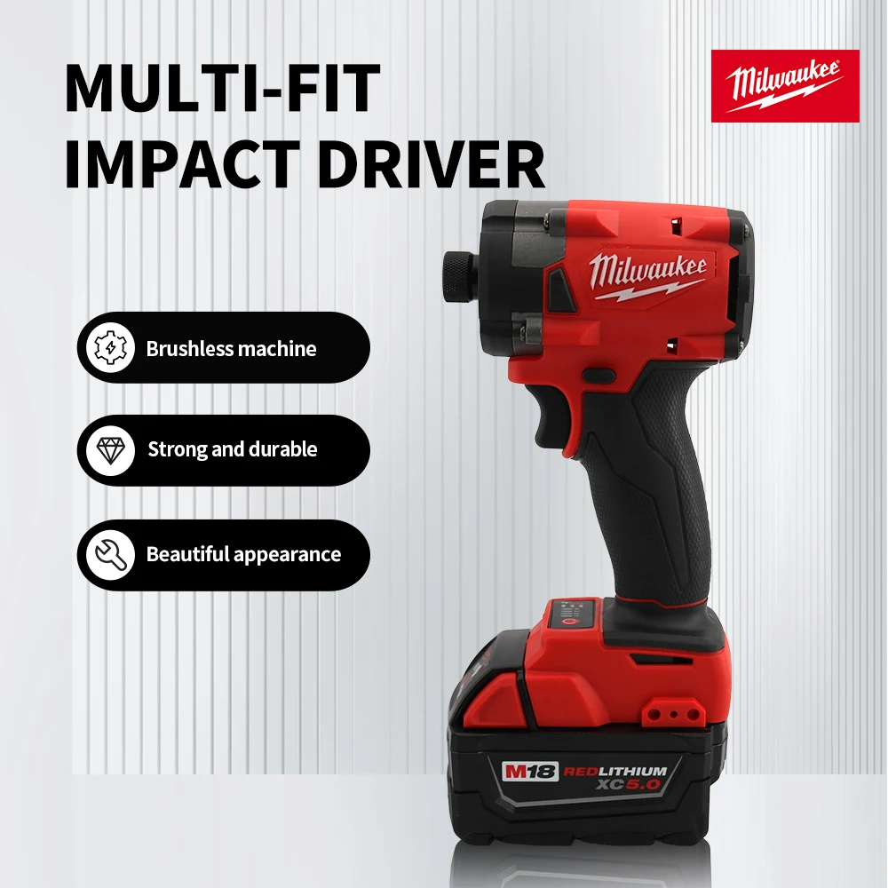 Milwaukee obeng Impact Drive 300N.M, bor Impact Motor tanpa sikat 1/2, peralatan listrik obeng reparasi truk mobil menggunakan baterai Lithium 18V