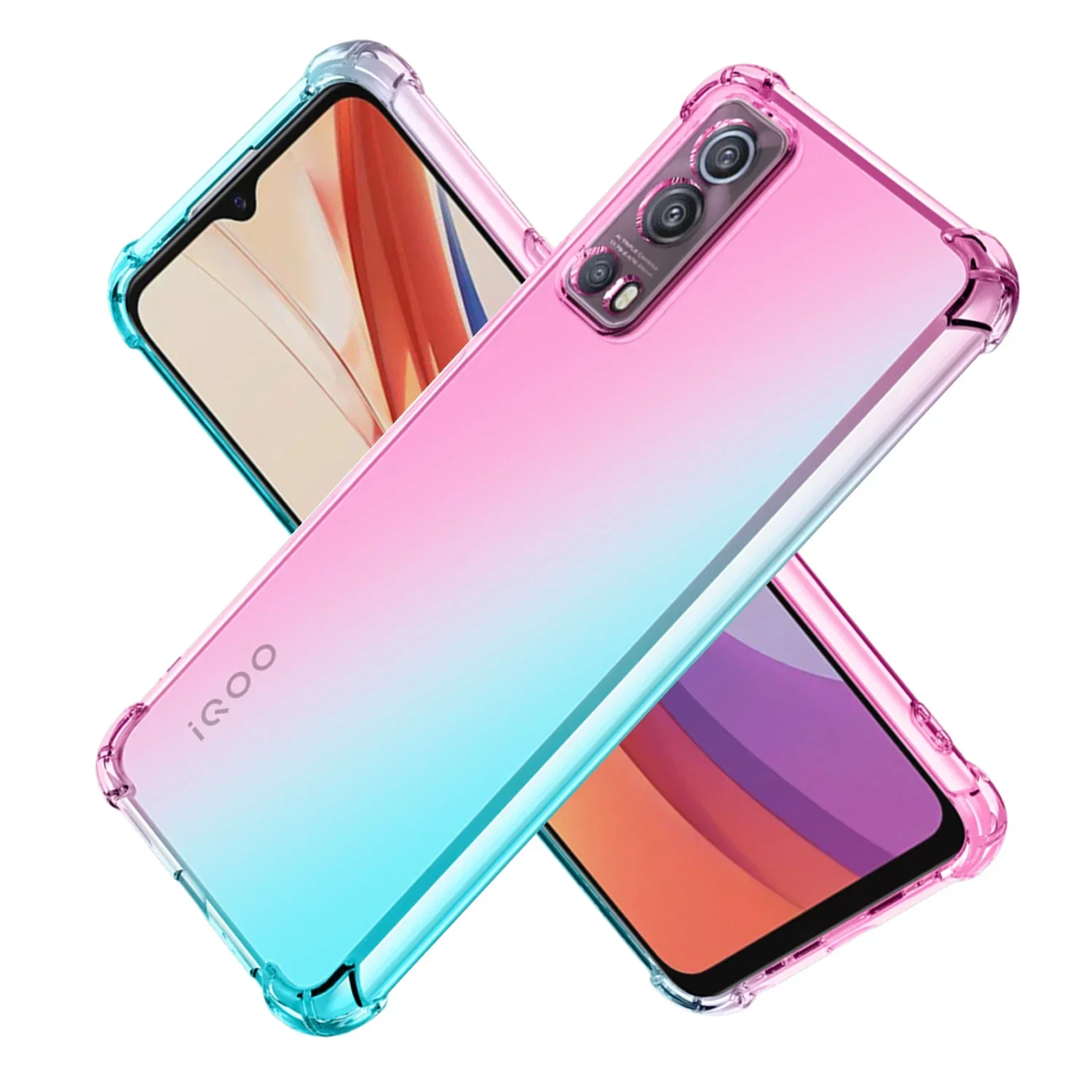 

Case For Vivo IQOO Z6 Pro Z3 Z1 U1X U3 U3X IQOO Neo5 Lite Clear Cute Gradient Slim Anti Scratch Flexible TPU Shockproof Cover