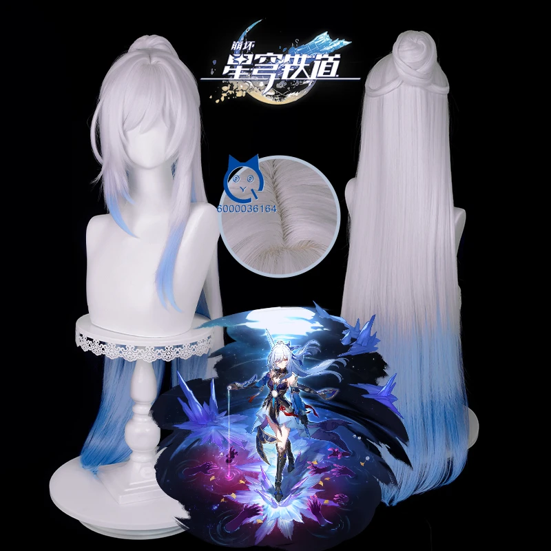 

Jingliu Cosplay Wigs Game Honkai Star Rail 96cm Silver White Blue Wigs Heat Resistant Synthetic for Anime Expo Party Comic Con