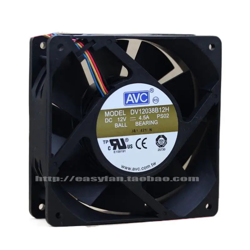 AVC 12038 12 cm 12 V 4,5 A 4-przewodowy wentylator chłodzący Ultra-Violent Booster DV12038B12H Cooler 120x120x38mm