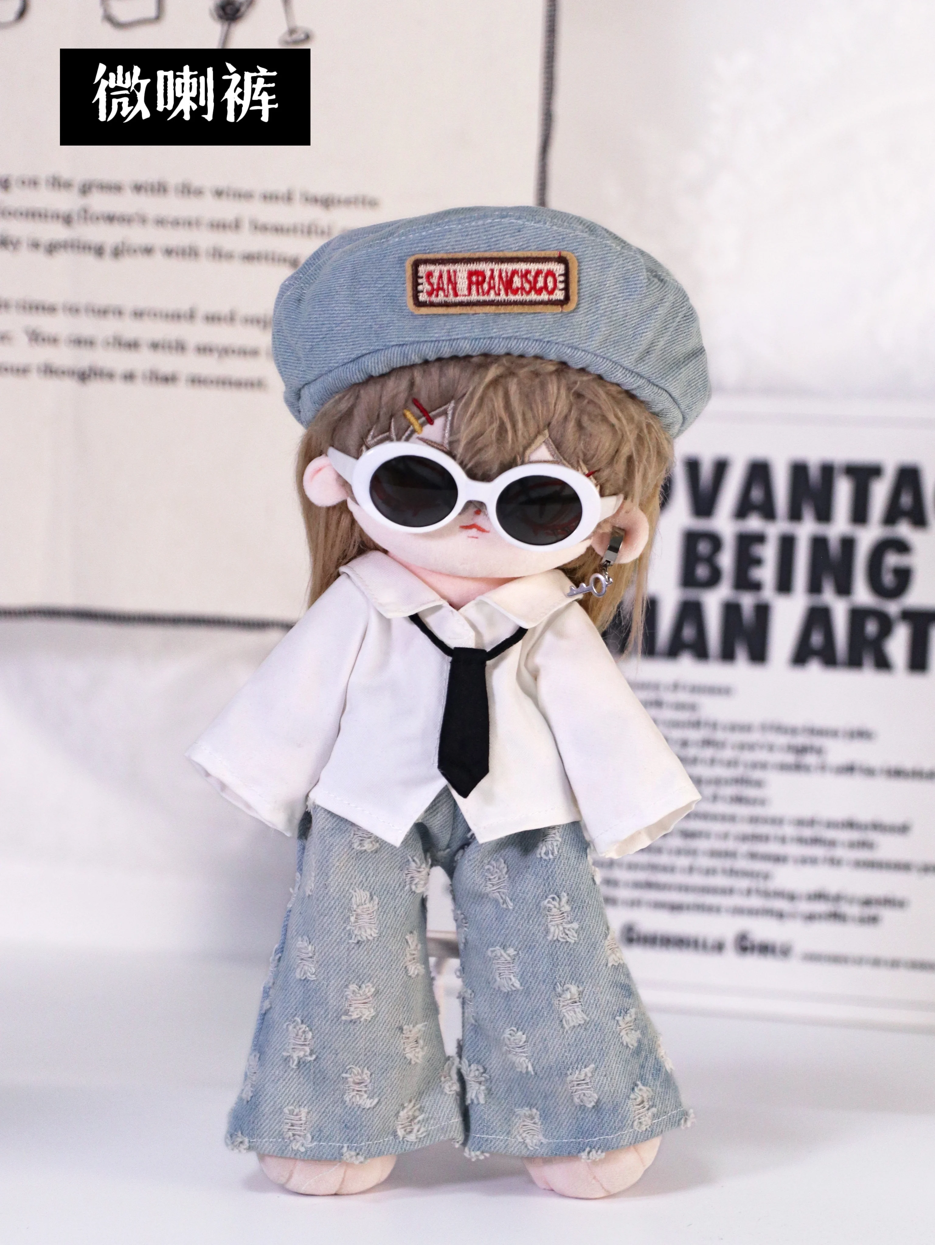 30cm Doll Clothes Cool Girl Punk Ripped Jeans Straight Pants Flared Pants Stuffed Plushies Plush Doll Accessories Anime Toy Kids