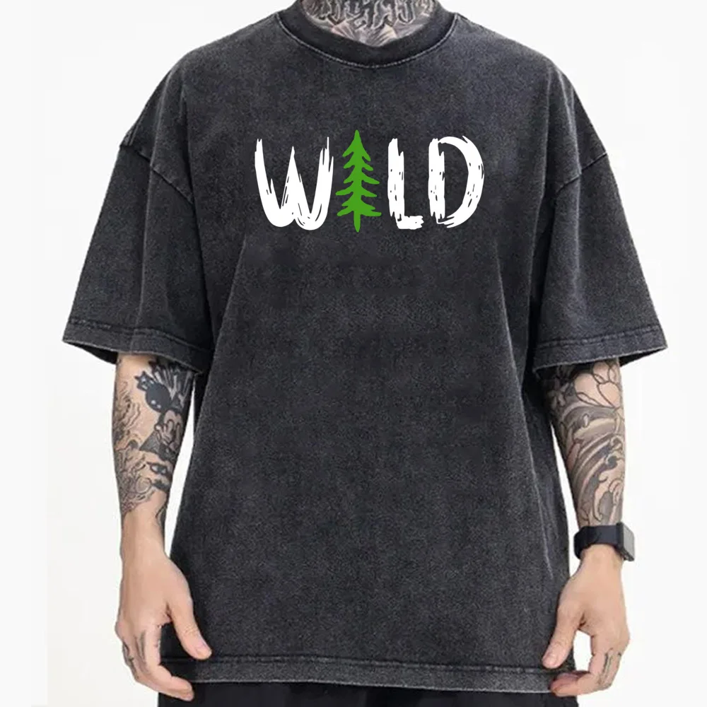 

Tops & Tees Creative Wild Letter Thanksgiving Day Combed cotton Round Collar Men Washed T-Shirt Hip hop Washed Tshirts Hip Hop
