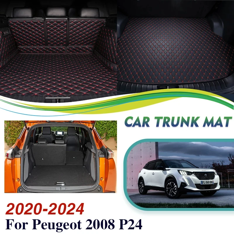 Car Rear Trunk Mats For Peugeot 2008 P24 2021 2020 2022 2023 2024 5 Seater Car Mat Carpets Car Accessories Interior Decoration