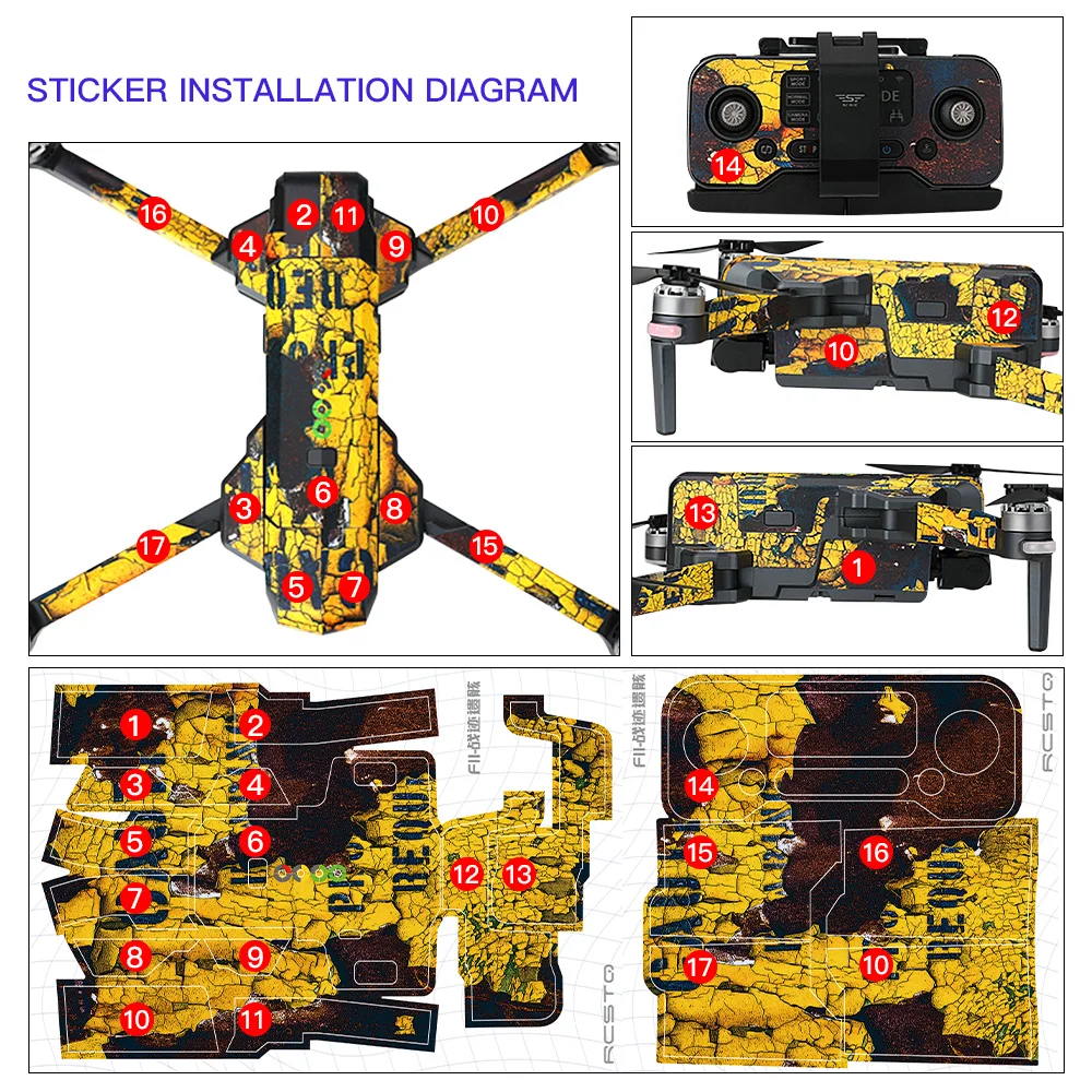 Dla F11-4K bez pozostałości kolorowy wzór wodoodporny PVC naklejki kamień maszyna F11-4K naklejki Drone akcesoria