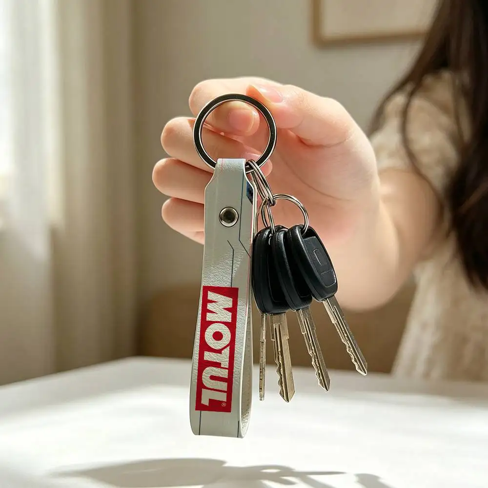 

For Motul PU Leather Motorcycle Keychain Universal Motorbike Key Ring Holder For Riders Men Gift