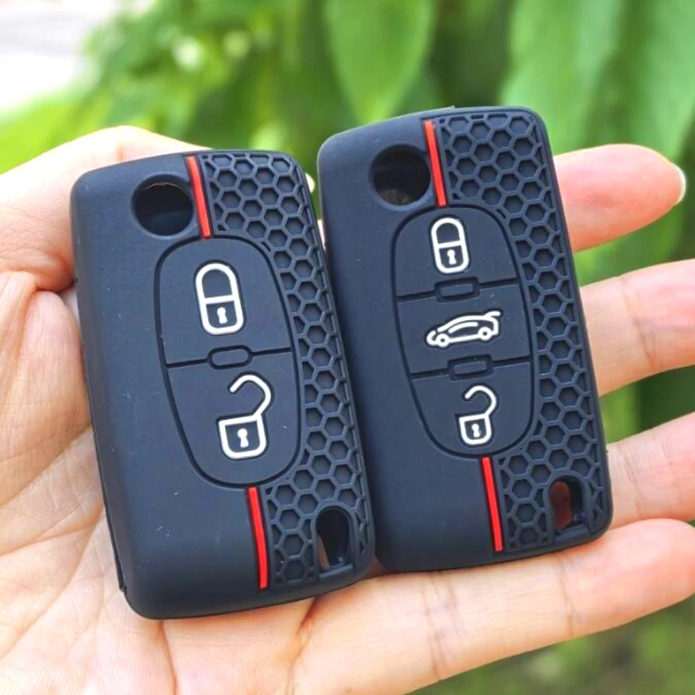 New Silicone Car Key Case Cover Keychain Fob Shell for Citroen C2 C3 C4 C5 C6 Xsara Berlingo for Peugeot 207 307 308 407 607 807