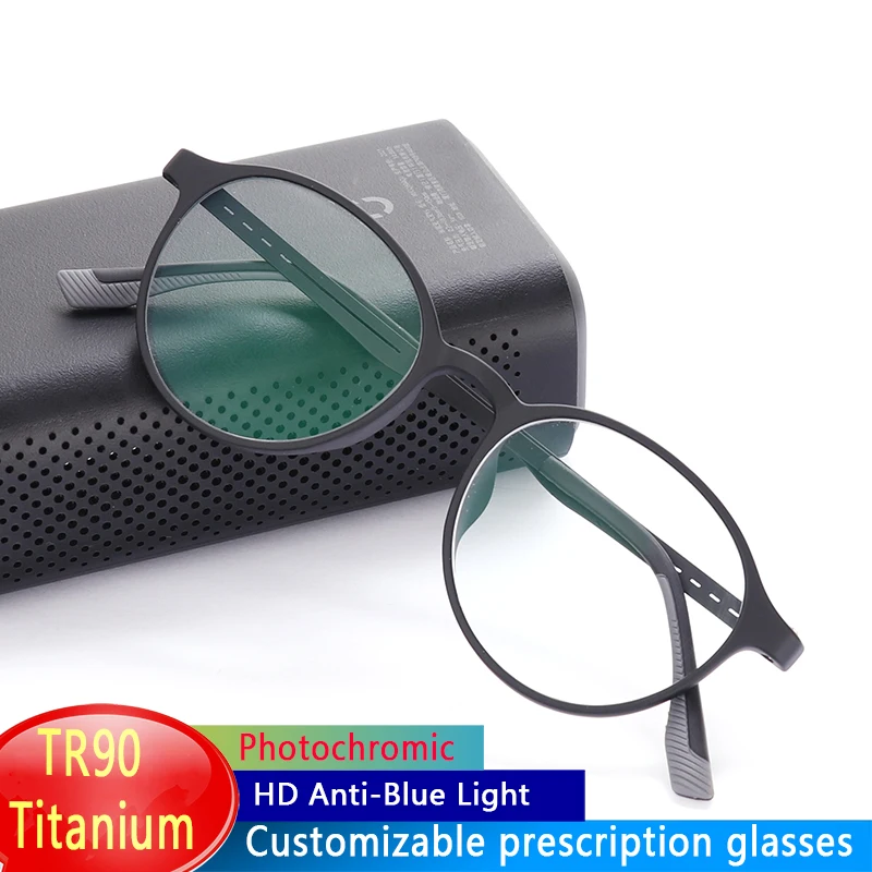 Vintage Titanium Photochromic Reading Glasses Men Women TR90 Anti-Blue Ray Full frame Computer Spectacles Diopter +0.25 +4.0